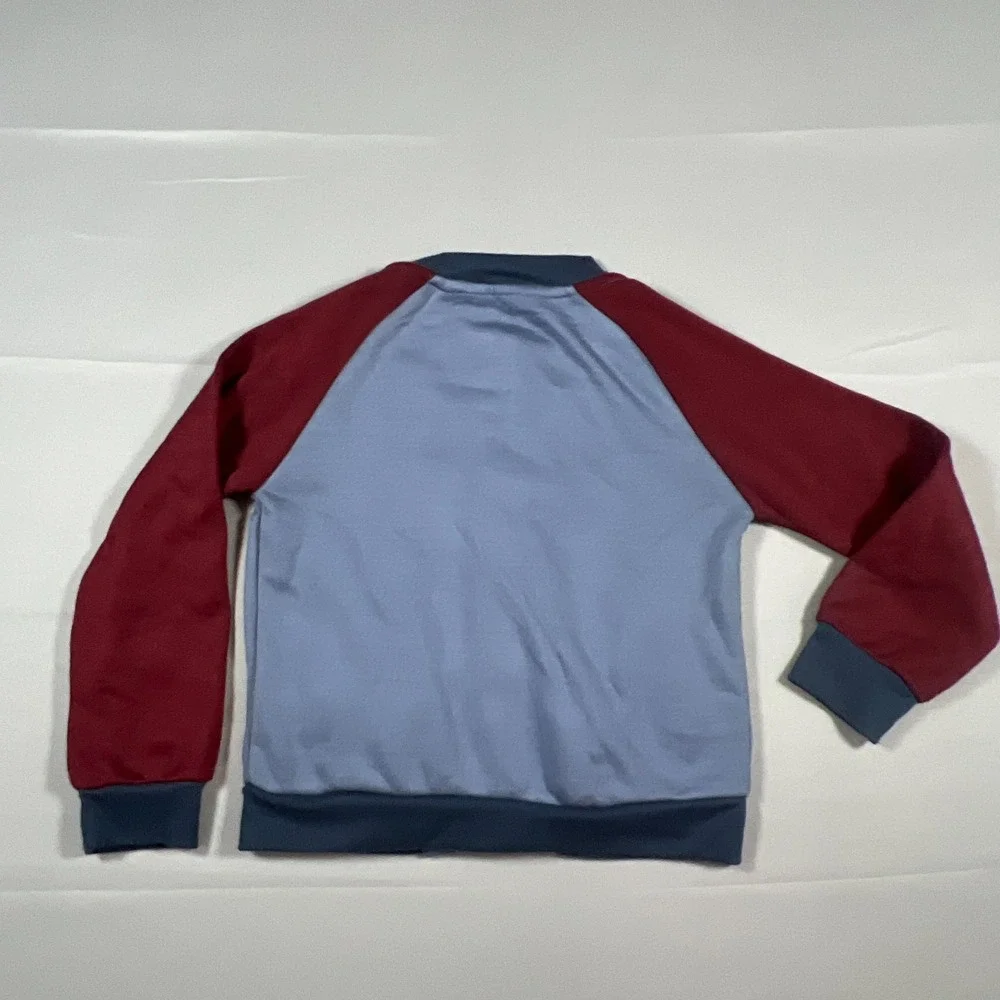Ben Sherman 63 Logo Jacket Kids Blue Maroon Snap Front‎ Raglan Sleeve Rib Cuffs